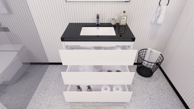 Stanley 36" Freestanding Bathroom Vanity with Reinforced Acrylic Sink and Cabinet Storage