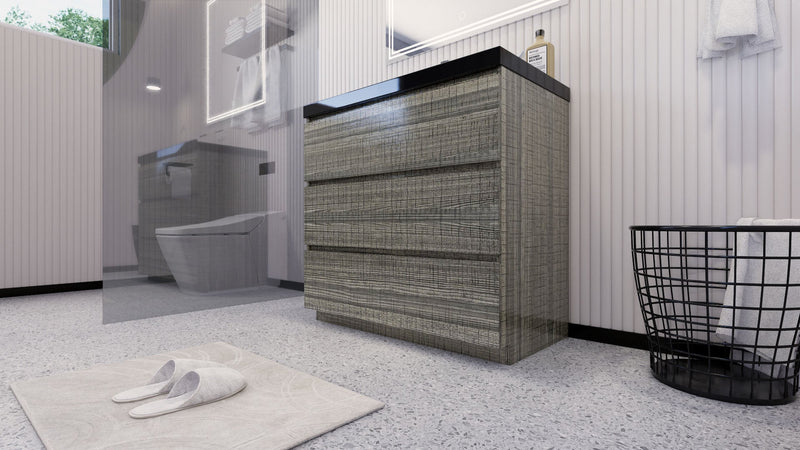 Stanley 36" Freestanding Bathroom Vanity with Reinforced Acrylic Sink and Cabinet Storage