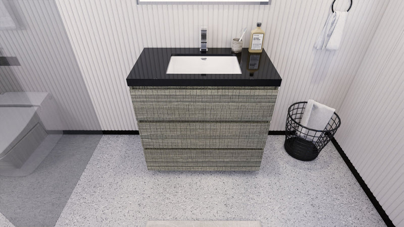 Stanley 36" Freestanding Bathroom Vanity with Reinforced Acrylic Sink and Cabinet Storage