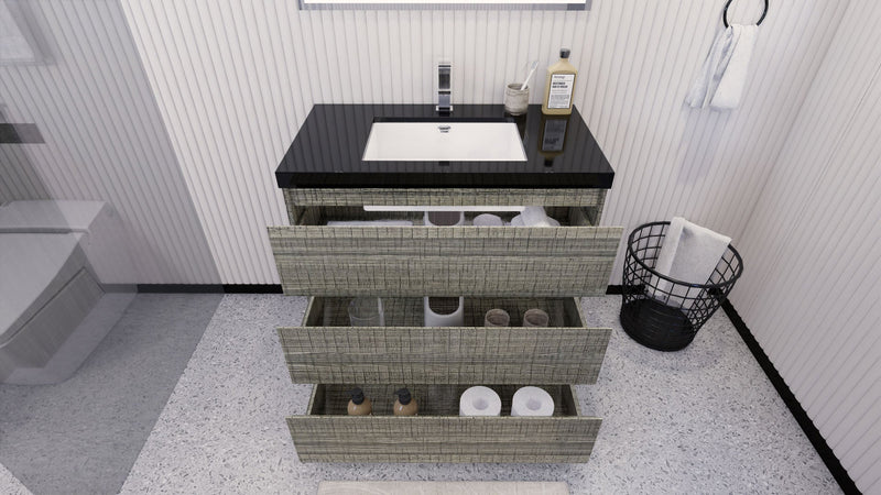 Stanley 36" Freestanding Bathroom Vanity with Reinforced Acrylic Sink and Cabinet Storage