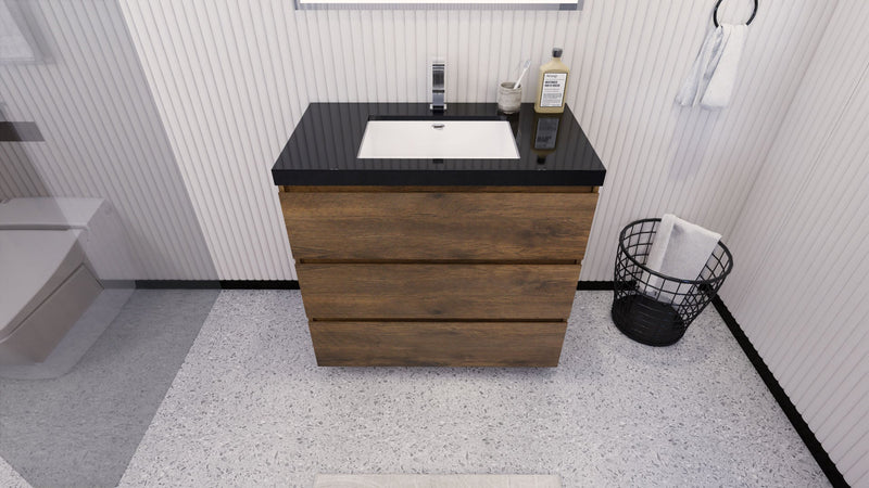 Stanley 36" Freestanding Bathroom Vanity with Reinforced Acrylic Sink and Cabinet Storage