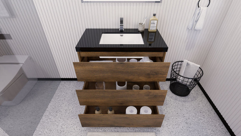 Stanley 36" Freestanding Bathroom Vanity with Reinforced Acrylic Sink and Cabinet Storage