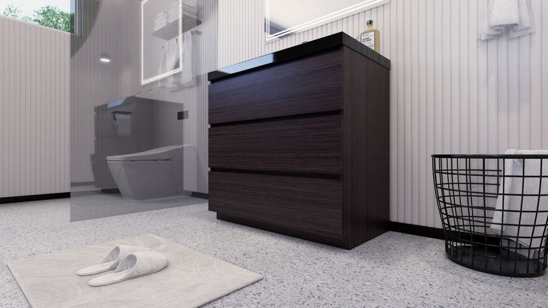 Stanley 36" Freestanding Bathroom Vanity with Reinforced Acrylic Sink and Cabinet Storage