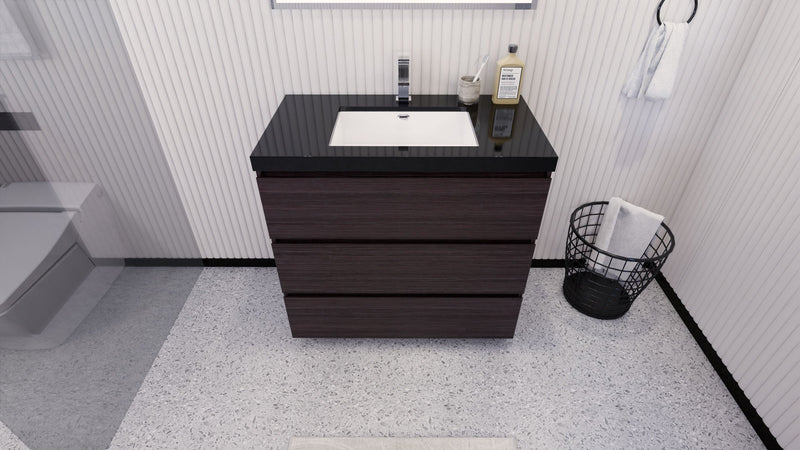 Stanley 36" Freestanding Bathroom Vanity with Reinforced Acrylic Sink and Cabinet Storage