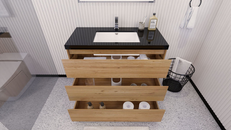 Stanley 42" Freestanding Bathroom Vanity with Reinforced Acrylic Sink and Cabinet Storage