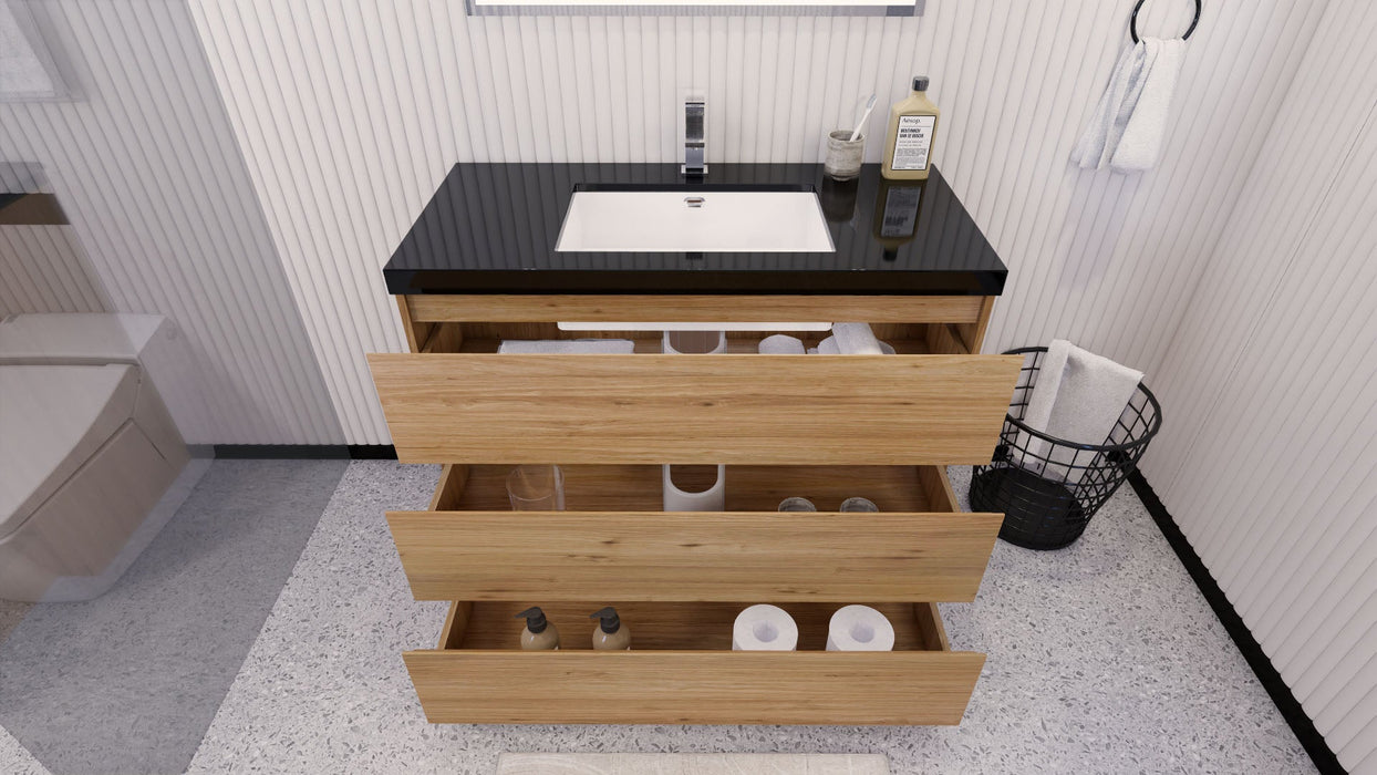 Stanley 42" Freestanding Bathroom Vanity with Reinforced Acrylic Sink and Cabinet Storage