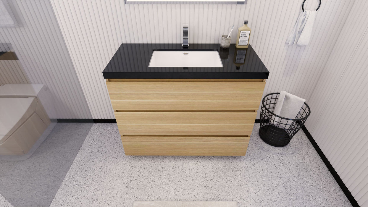 Stanley 42" Freestanding Bathroom Vanity with Reinforced Acrylic Sink and Cabinet Storage