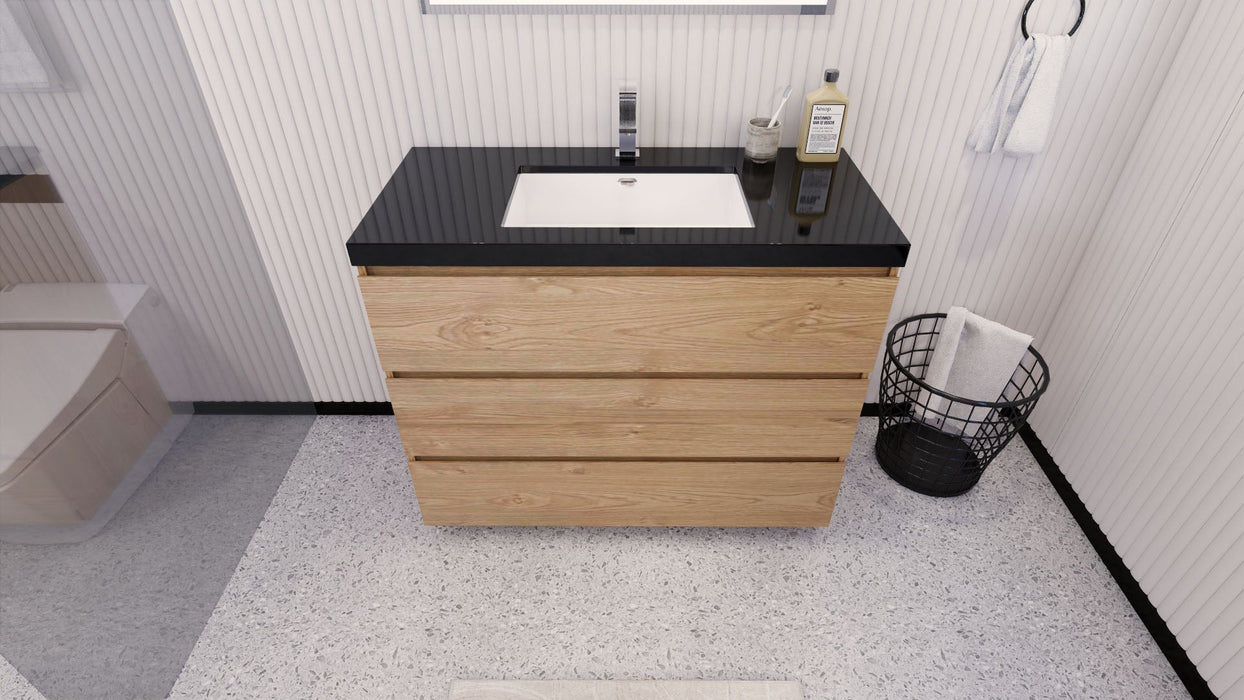 Stanley 42" Freestanding Bathroom Vanity with Reinforced Acrylic Sink and Cabinet Storage