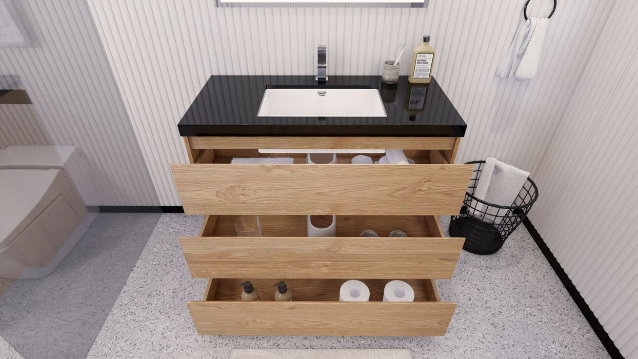 Stanley 42" Freestanding Bathroom Vanity with Reinforced Acrylic Sink and Cabinet Storage