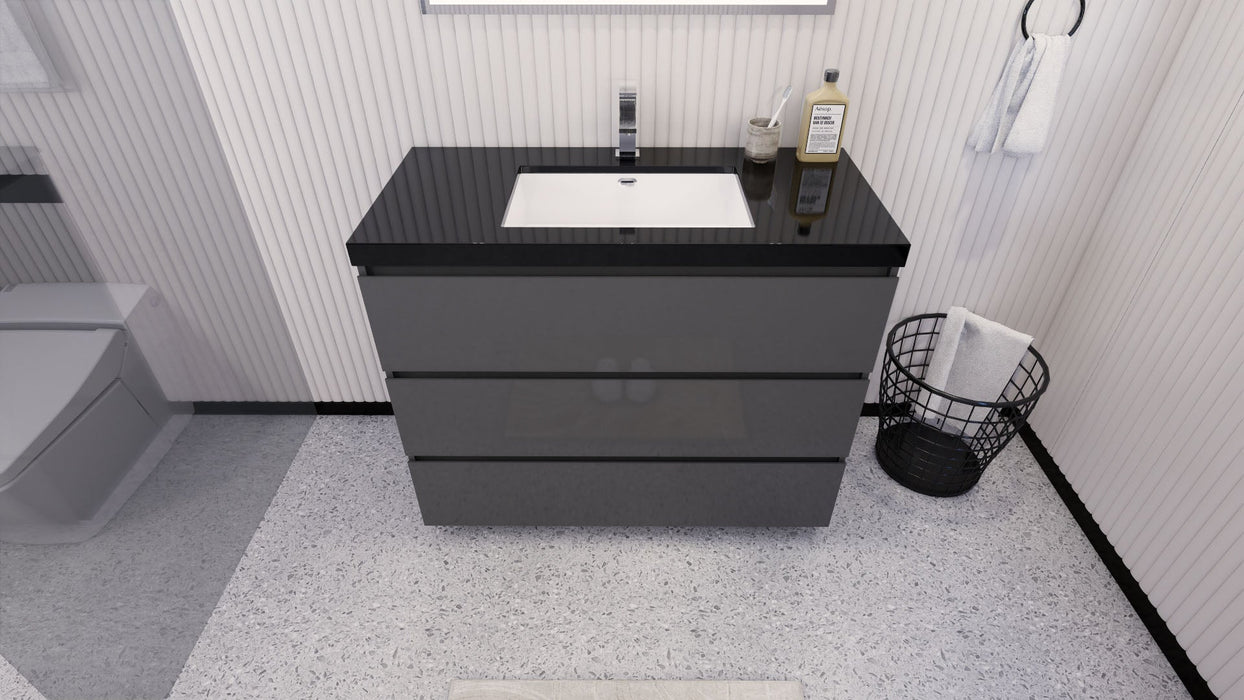 Stanley 42" Freestanding Bathroom Vanity with Reinforced Acrylic Sink and Cabinet Storage