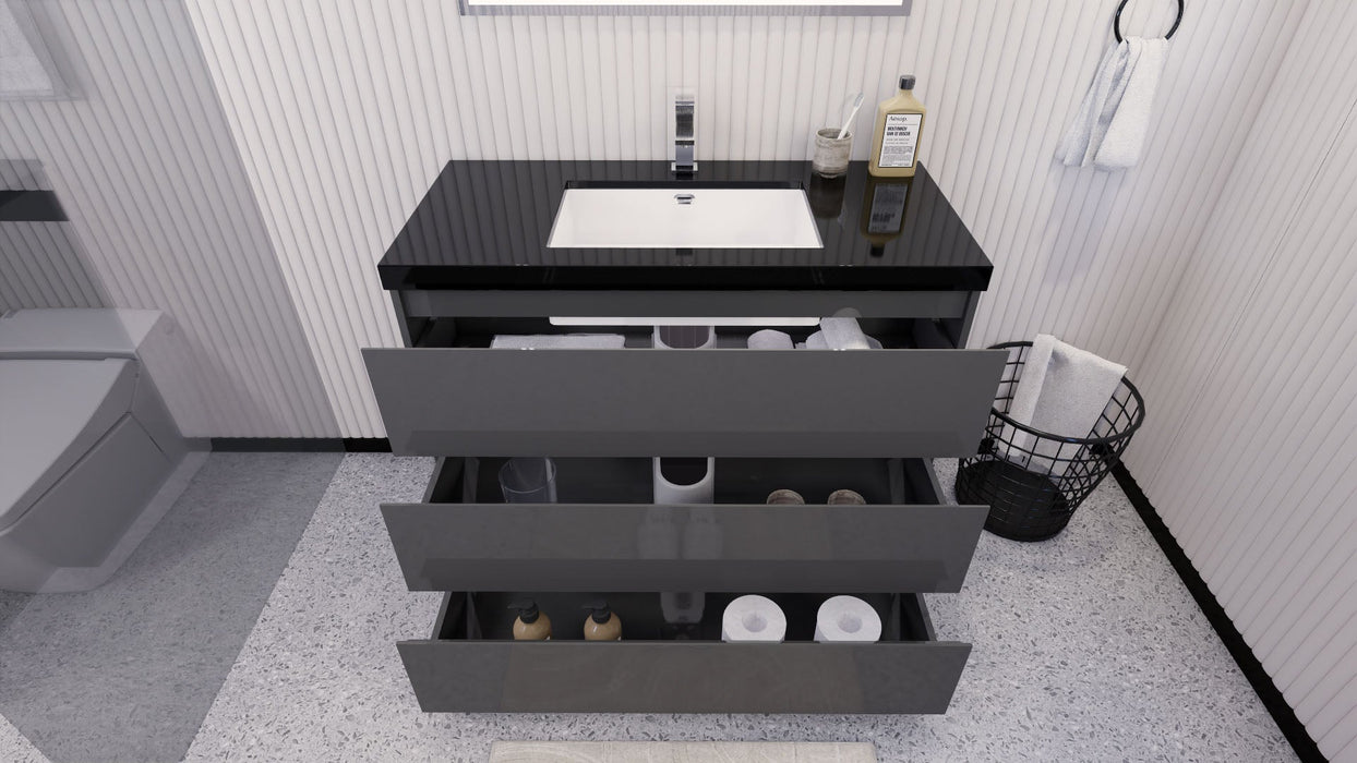 Stanley 42" Freestanding Bathroom Vanity with Reinforced Acrylic Sink and Cabinet Storage