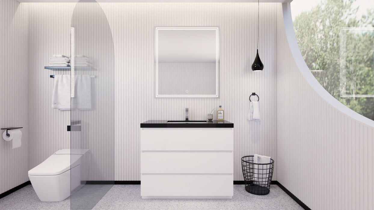 Stanley 42" Freestanding Bathroom Vanity with Reinforced Acrylic Sink and Cabinet Storage