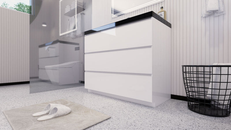 Stanley 42" Freestanding Bathroom Vanity with Reinforced Acrylic Sink and Cabinet Storage