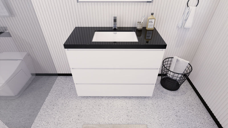 Stanley 42" Freestanding Bathroom Vanity with Reinforced Acrylic Sink and Cabinet Storage