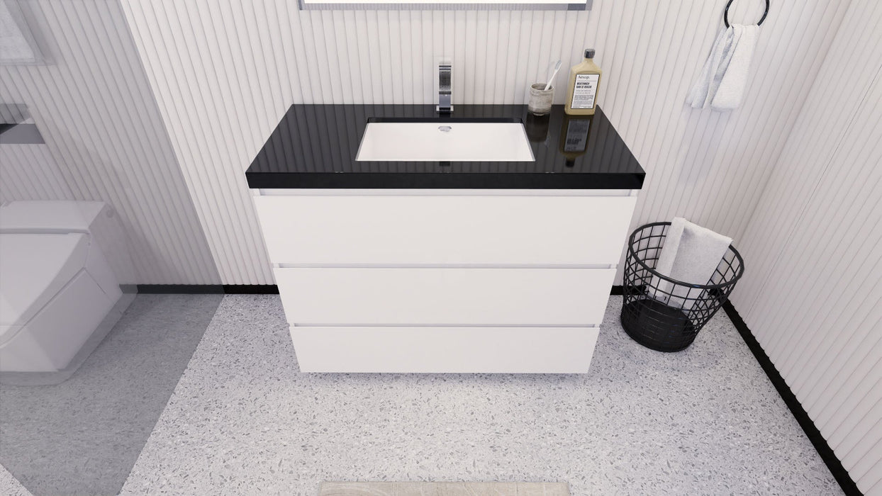 Stanley 42" Freestanding Bathroom Vanity with Reinforced Acrylic Sink and Cabinet Storage