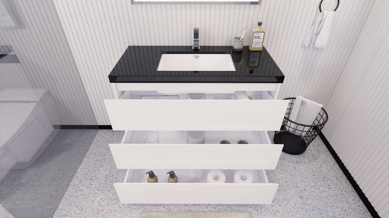Stanley 42" Freestanding Bathroom Vanity with Reinforced Acrylic Sink and Cabinet Storage
