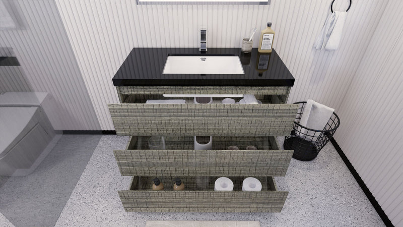 Stanley 42" Freestanding Bathroom Vanity with Reinforced Acrylic Sink and Cabinet Storage