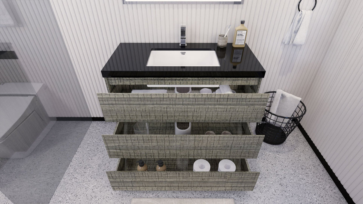 Stanley 42" Freestanding Bathroom Vanity with Reinforced Acrylic Sink and Cabinet Storage