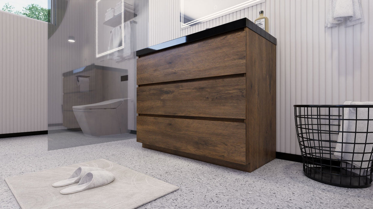 Stanley 42" Freestanding Bathroom Vanity with Reinforced Acrylic Sink and Cabinet Storage