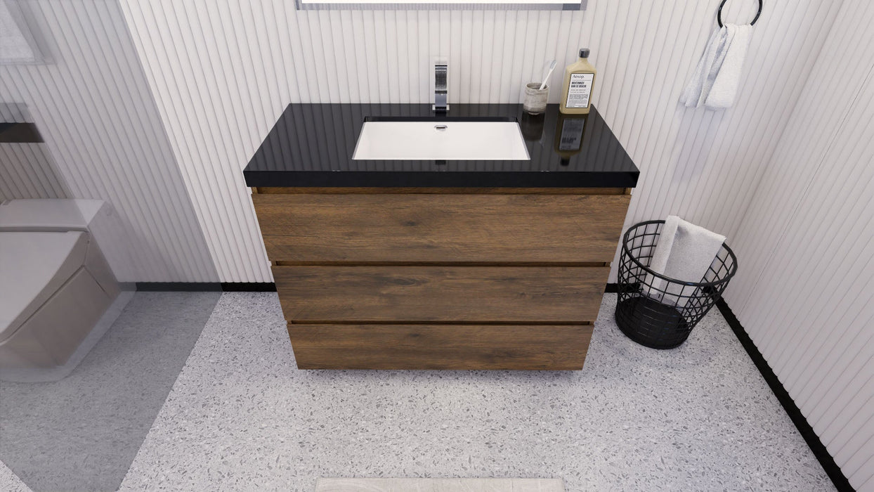 Stanley 42" Freestanding Bathroom Vanity with Reinforced Acrylic Sink and Cabinet Storage