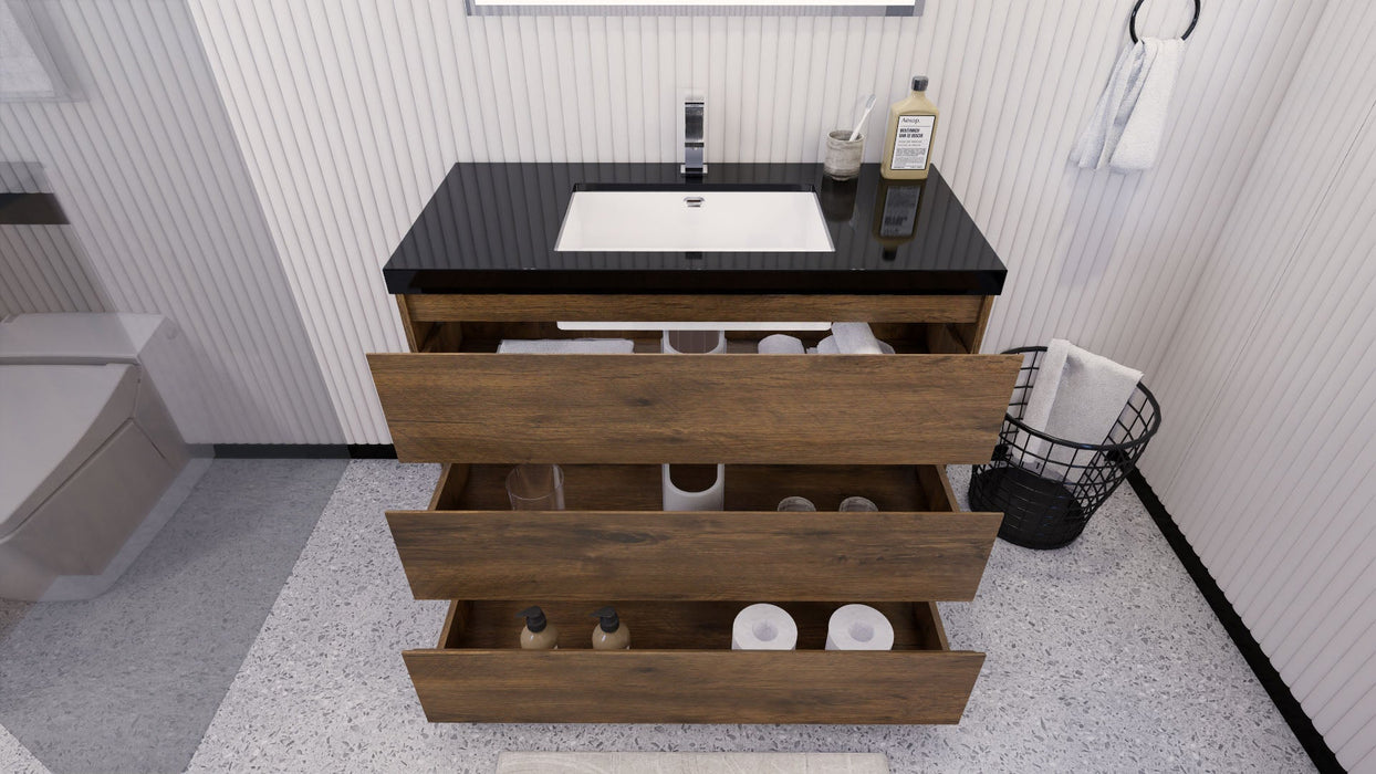 Stanley 42" Freestanding Bathroom Vanity with Reinforced Acrylic Sink and Cabinet Storage