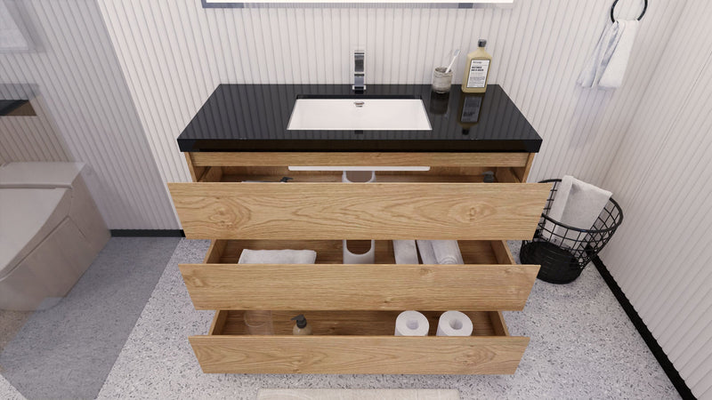 Stanley 48" Freestanding Bathroom Vanity with Reinforced Acrylic Sink and Cabinet Storage