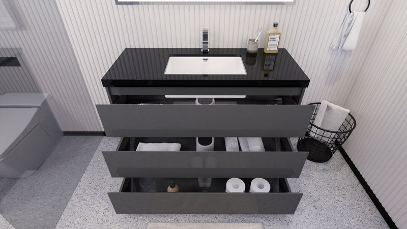 Stanley 48" Freestanding Bathroom Vanity with Reinforced Acrylic Sink and Cabinet Storage