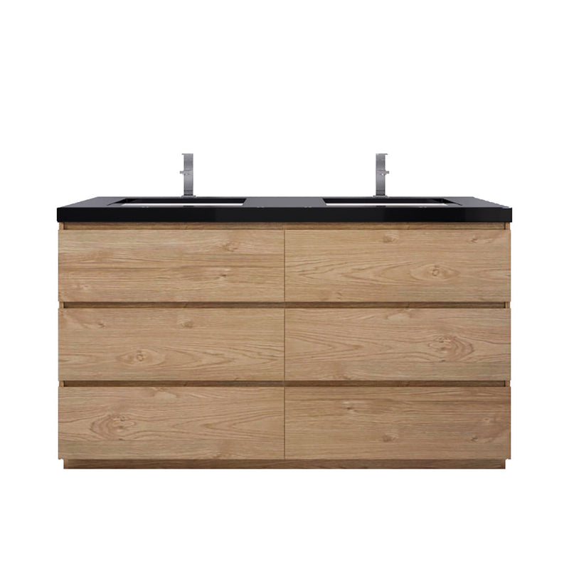 Stanley 60" Freestanding Vanity with Reinforced Acrylic Sinks