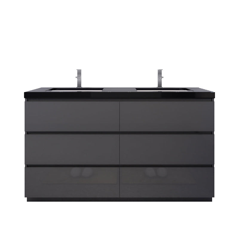 Stanley 60" Freestanding Vanity with Reinforced Acrylic Sinks