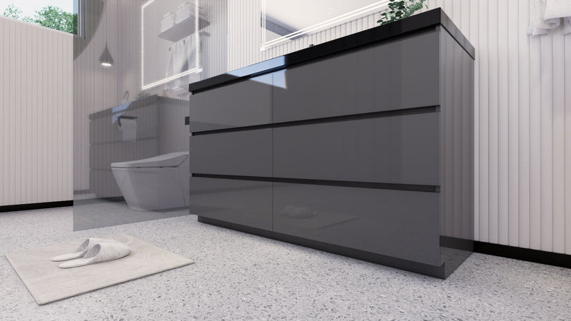 Stanley 60" Freestanding Vanity with Reinforced Acrylic Sinks