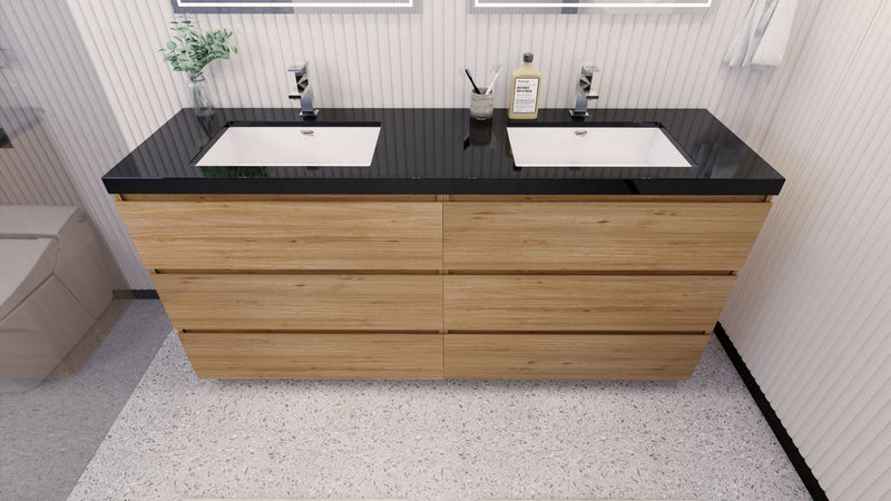 Stanley 72" Freestanding Vanity with Reinforced Acrylic Sinks and Storage
