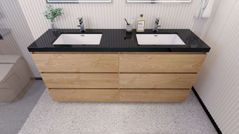 Stanley 72" Freestanding Vanity with Reinforced Acrylic Sinks and Storage