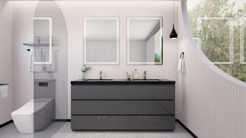 Stanley 72" Freestanding Vanity with Reinforced Acrylic Sinks and Storage