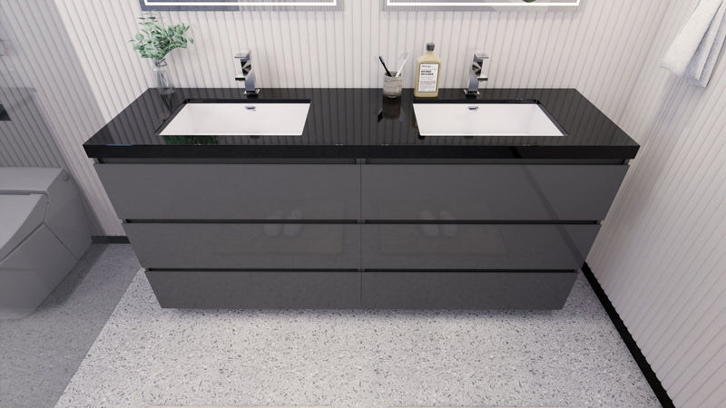 Stanley 72" Freestanding Vanity with Reinforced Acrylic Sinks and Storage