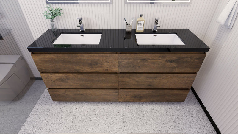 Stanley 72" Freestanding Vanity with Reinforced Acrylic Sinks and Storage