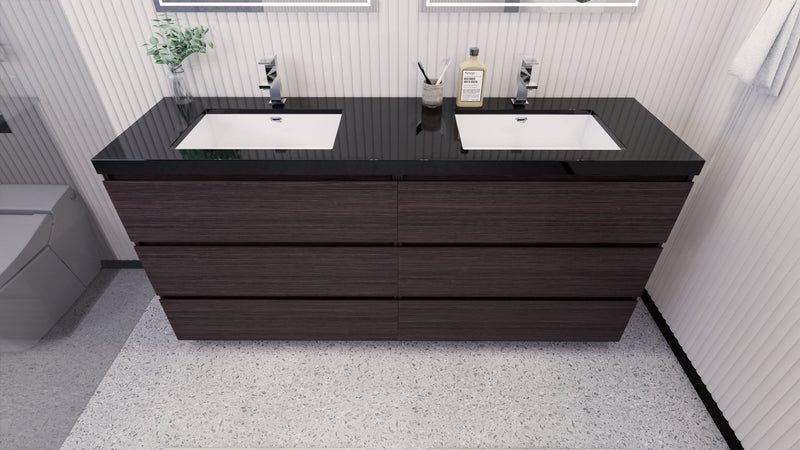 Stanley 72" Freestanding Vanity with Reinforced Acrylic Sinks and Storage