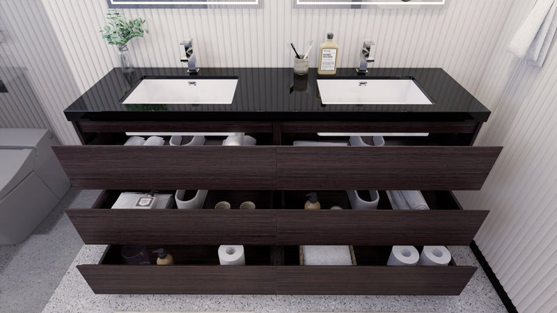 Stanley 72" Freestanding Vanity with Reinforced Acrylic Sinks and Storage