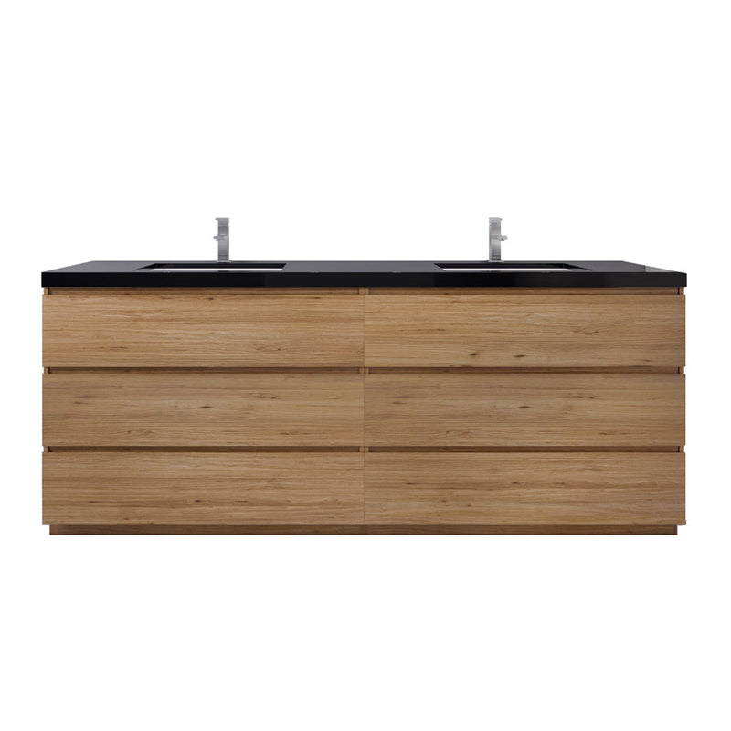 Stanley 84" Freestanding Bathroom Vanity with Reinforced Acrylic Sinks and Storage
