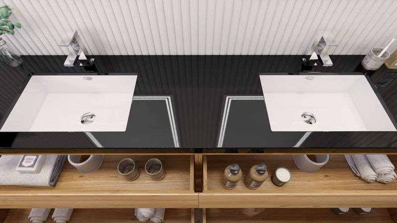 Stanley 84" Freestanding Bathroom Vanity with Reinforced Acrylic Sinks and Storage