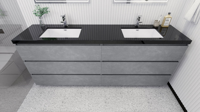 Stanley 84" Freestanding Bathroom Vanity with Reinforced Acrylic Sinks and Storage