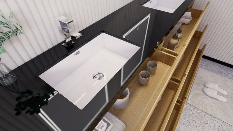 Stanley 84" Freestanding Bathroom Vanity with Reinforced Acrylic Sinks and Storage (image 7)