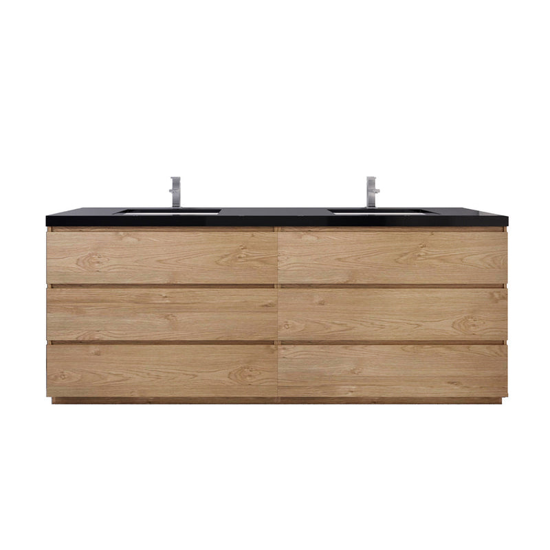 Stanley 84" Freestanding Bathroom Vanity with Reinforced Acrylic Sinks and Storage