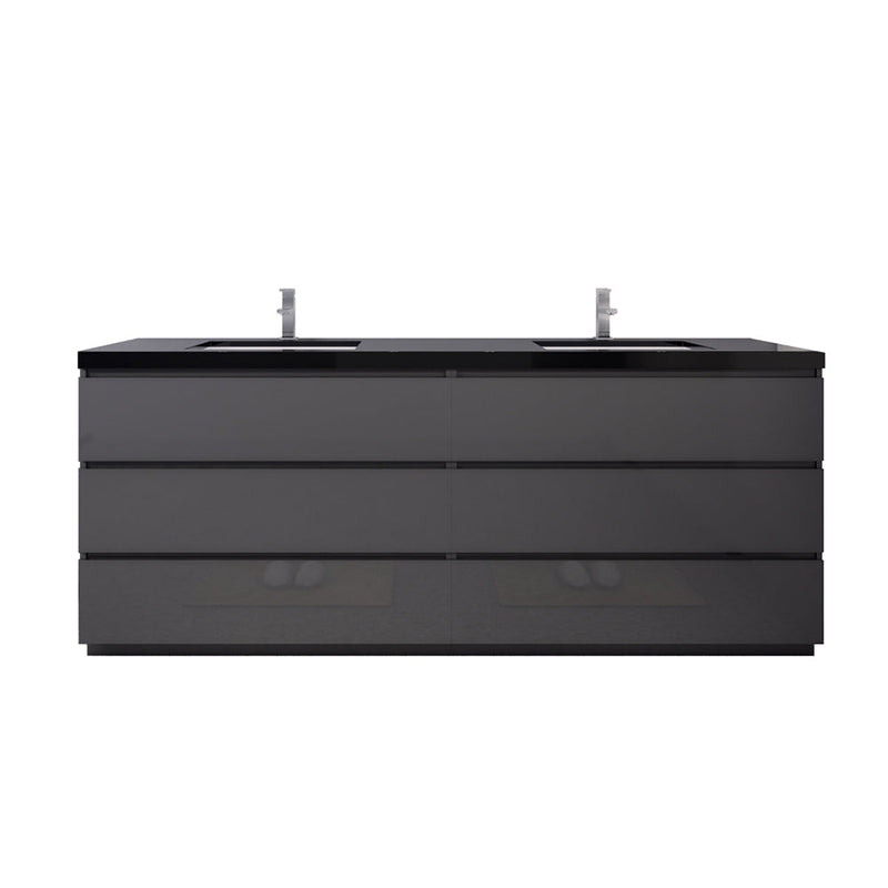 Stanley 84" Freestanding Bathroom Vanity with Reinforced Acrylic Sinks and Storage
