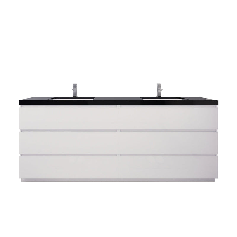 Stanley 84" Freestanding Bathroom Vanity with Reinforced Acrylic Sinks and Storage