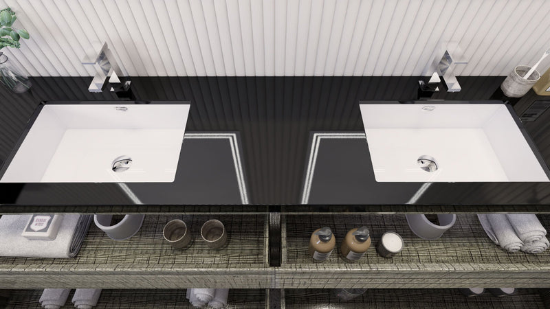 Stanley 84" Freestanding Bathroom Vanity with Reinforced Acrylic Sinks and Storage