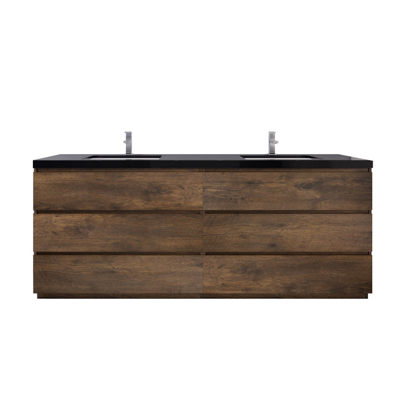 Stanley 84" Freestanding Bathroom Vanity with Reinforced Acrylic Sinks and Storage