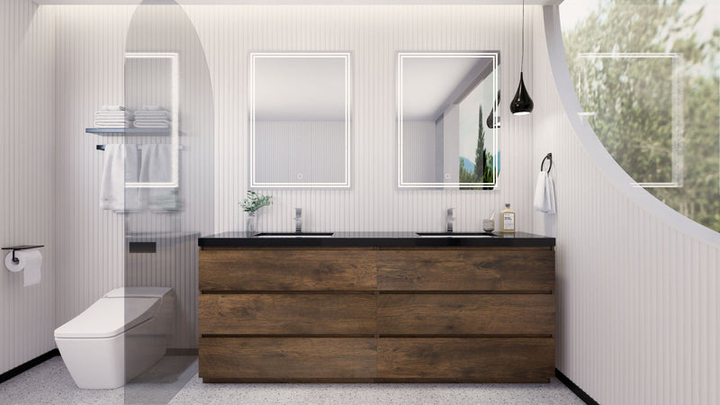 Stanley 84" Freestanding Bathroom Vanity with Reinforced Acrylic Sinks and Storage