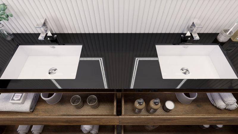 Stanley 84" Freestanding Bathroom Vanity with Reinforced Acrylic Sinks and Storage
