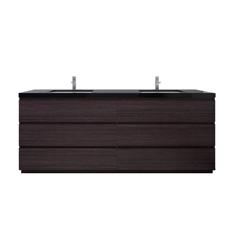 Stanley 84" Freestanding Bathroom Vanity with Reinforced Acrylic Sinks and Storage
