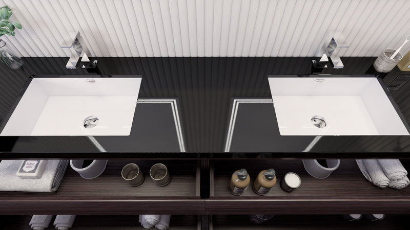 Stanley 84" Freestanding Bathroom Vanity with Reinforced Acrylic Sinks and Storage